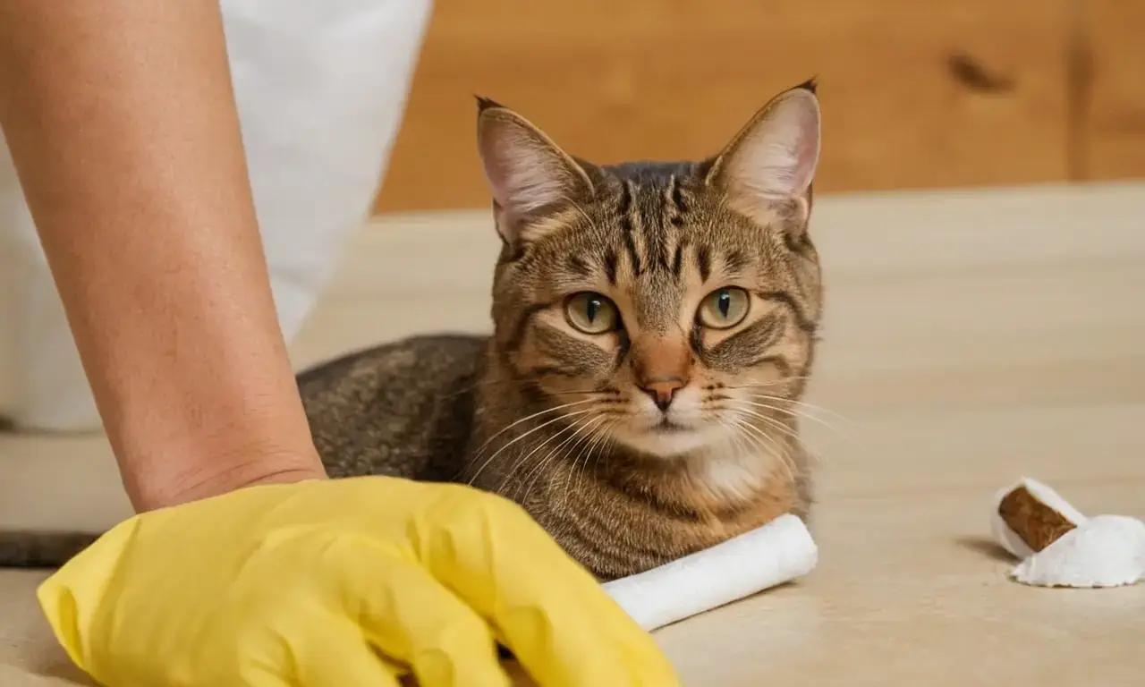 Cleaning a cat wound involves basic care like antiseptic and bandaging