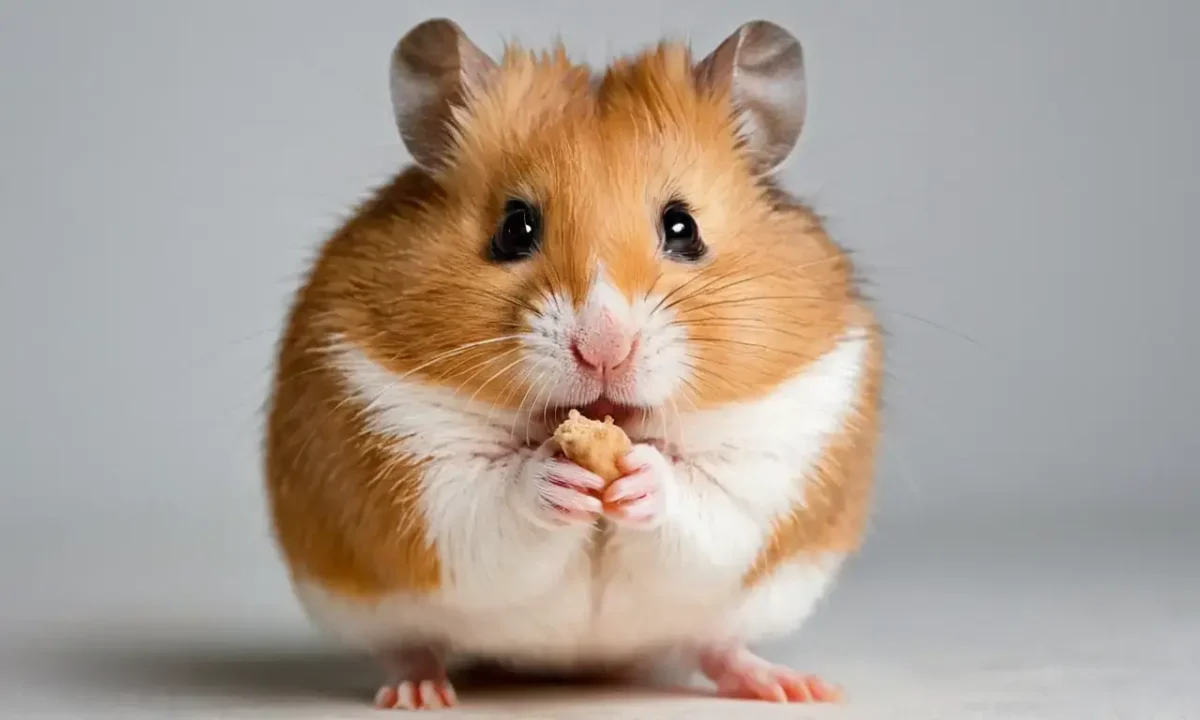 The hamsters biting finger poses as a funny subject of attention