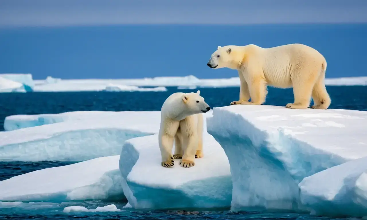 Polar bear decline due to melting ice impacts their adaptation, hunting, and overall survival